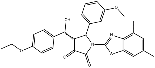 (4E)-1-(4,6-dimethyl-1,3-benzothiazol-2-yl)-4-[(4-ethoxyphenyl)-hydroxymethylidene]-5-(3-methoxyphenyl)pyrrolidine-2,3-dione Structure