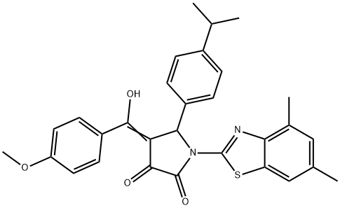 (4E)-1-(4,6-dimethyl-1,3-benzothiazol-2-yl)-4-[hydroxy-(4-methoxyphenyl)methylidene]-5-(4-propan-2-ylphenyl)pyrrolidine-2,3-dione Structure
