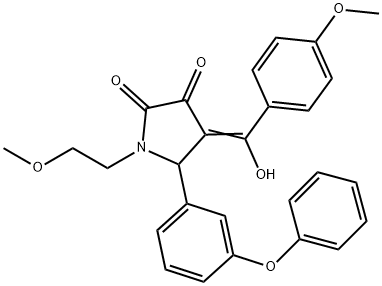 (4E)-4-[hydroxy-(4-methoxyphenyl)methylidene]-1-(2-methoxyethyl)-5-(3-phenoxyphenyl)pyrrolidine-2,3-dione Structure