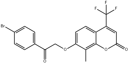 7-[2-(4-bromophenyl)-2-oxoethoxy]-8-methyl-4-(trifluoromethyl)chromen-2-one 구조식 이미지