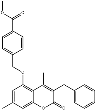 methyl 4-[(3-benzyl-4,7-dimethyl-2-oxochromen-5-yl)oxymethyl]benzoate Structure