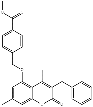 methyl 4-[(3-benzyl-4,7-dimethyl-2-oxochromen-5-yl)oxymethyl]benzoate 구조식 이미지