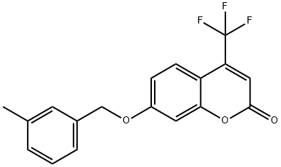 7-[(3-methylphenyl)methoxy]-4-(trifluoromethyl)chromen-2-one 구조식 이미지