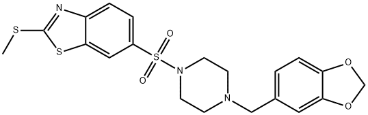 6-[4-(1,3-benzodioxol-5-ylmethyl)piperazin-1-yl]sulfonyl-2-methylsulfanyl-1,3-benzothiazole 구조식 이미지