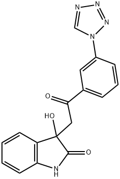3-hydroxy-3-[2-oxo-2-[3-(tetrazol-1-yl)phenyl]ethyl]-1H-indol-2-one 구조식 이미지
