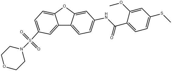 2-methoxy-4-methylsulfanyl-N-(8-morpholin-4-ylsulfonyldibenzofuran-3-yl)benzamide 구조식 이미지