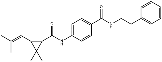 4-[[2,2-dimethyl-3-(2-methylprop-1-enyl)cyclopropanecarbonyl]amino]-N-(2-phenylethyl)benzamide 구조식 이미지