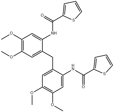 N-[2-[[4,5-dimethoxy-2-(thiophene-2-carbonylamino)phenyl]methyl]-4,5-dimethoxyphenyl]thiophene-2-carboxamide 구조식 이미지