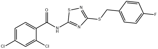 2,4-dichloro-N-[3-[(4-fluorophenyl)methylsulfanyl]-1,2,4-thiadiazol-5-yl]benzamide Structure