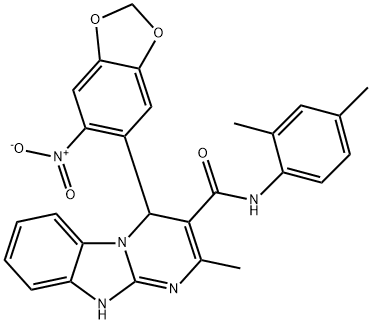 N-(2,4-dimethylphenyl)-2-methyl-4-(6-nitro-1,3-benzodioxol-5-yl)-1,4-dihydropyrimido[1,2-a]benzimidazole-3-carboxamide Structure