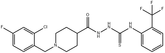 1-[[1-[(2-chloro-4-fluorophenyl)methyl]piperidine-4-carbonyl]amino]-3-[2-(trifluoromethyl)phenyl]thiourea 구조식 이미지