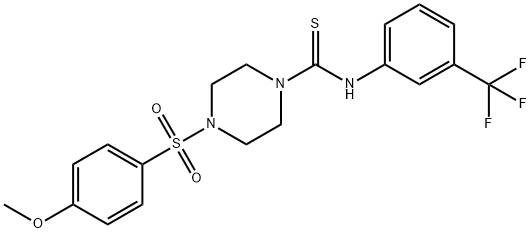 4-(4-methoxyphenyl)sulfonyl-N-[3-(trifluoromethyl)phenyl]piperazine-1-carbothioamide Structure