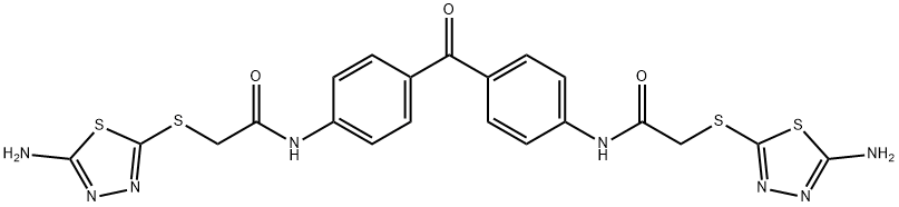 2-[(5-amino-1,3,4-thiadiazol-2-yl)sulfanyl]-N-[4-[4-[[2-[(5-amino-1,3,4-thiadiazol-2-yl)sulfanyl]acetyl]amino]benzoyl]phenyl]acetamide Structure