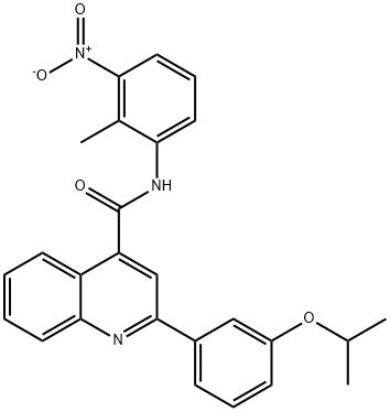 N-(2-methyl-3-nitrophenyl)-2-(3-propan-2-yloxyphenyl)quinoline-4-carboxamide 구조식 이미지