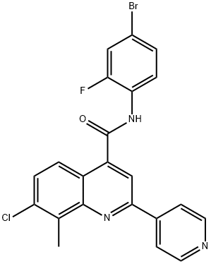 N-(4-bromo-2-fluorophenyl)-7-chloro-8-methyl-2-pyridin-4-ylquinoline-4-carboxamide 구조식 이미지