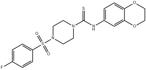 N-(2,3-dihydro-1,4-benzodioxin-6-yl)-4-(4-fluorophenyl)sulfonylpiperazine-1-carbothioamide Structure