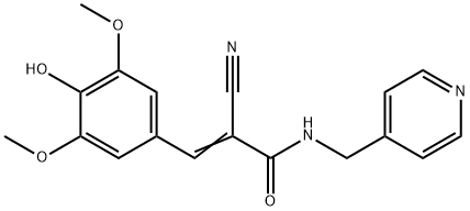 (E)-2-cyano-3-(4-hydroxy-3,5-dimethoxyphenyl)-N-(pyridin-4-ylmethyl)prop-2-enamide 구조식 이미지