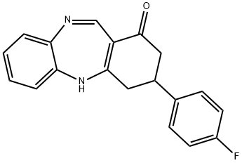 9-(4-fluorophenyl)-8,9,10,11-tetrahydrobenzo[b][1,4]benzodiazepin-7-one 구조식 이미지