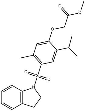 methyl 2-[4-(2,3-dihydroindol-1-ylsulfonyl)-5-methyl-2-propan-2-ylphenoxy]acetate Structure