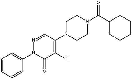 4-chloro-5-[4-(cyclohexanecarbonyl)piperazin-1-yl]-2-phenylpyridazin-3-one 구조식 이미지