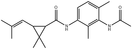 N-(3-acetamido-2,4-dimethylphenyl)-2,2-dimethyl-3-(2-methylprop-1-enyl)cyclopropane-1-carboxamide 구조식 이미지