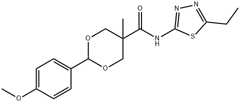 N-(5-ethyl-1,3,4-thiadiazol-2-yl)-2-(4-methoxyphenyl)-5-methyl-1,3-dioxane-5-carboxamide 구조식 이미지