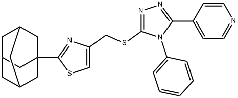 2-(1-adamantyl)-4-[(4-phenyl-5-pyridin-4-yl-1,2,4-triazol-3-yl)sulfanylmethyl]-1,3-thiazole Structure