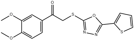 1-(3,4-dimethoxyphenyl)-2-[(5-thiophen-2-yl-1,3,4-oxadiazol-2-yl)sulfanyl]ethanone 구조식 이미지