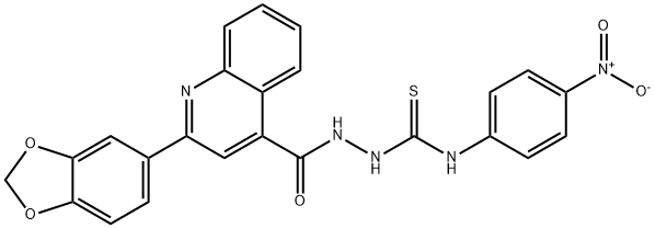 1-[[2-(1,3-benzodioxol-5-yl)quinoline-4-carbonyl]amino]-3-(4-nitrophenyl)thiourea Structure