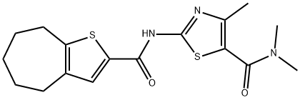 N,N,4-trimethyl-2-(5,6,7,8-tetrahydro-4H-cyclohepta[b]thiophene-2-carbonylamino)-1,3-thiazole-5-carboxamide Structure