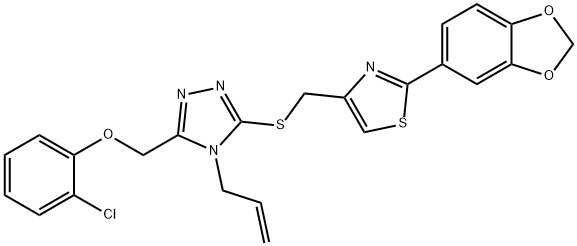 2-(1,3-benzodioxol-5-yl)-4-[[5-[(2-chlorophenoxy)methyl]-4-prop-2-enyl-1,2,4-triazol-3-yl]sulfanylmethyl]-1,3-thiazole Structure