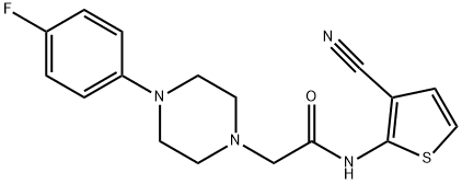 N-(3-cyanothiophen-2-yl)-2-[4-(4-fluorophenyl)piperazin-1-yl]acetamide 구조식 이미지