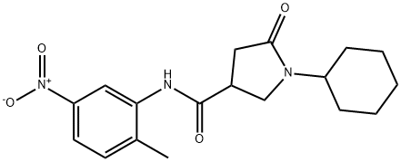 1-cyclohexyl-N-(2-methyl-5-nitrophenyl)-5-oxopyrrolidine-3-carboxamide Structure