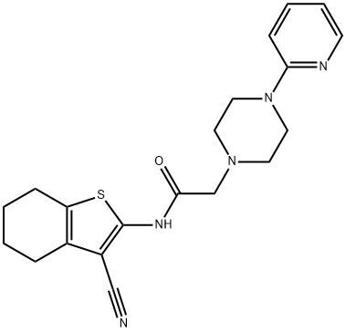 N-(3-cyano-4,5,6,7-tetrahydro-1-benzothiophen-2-yl)-2-(4-pyridin-2-ylpiperazin-1-yl)acetamide 구조식 이미지