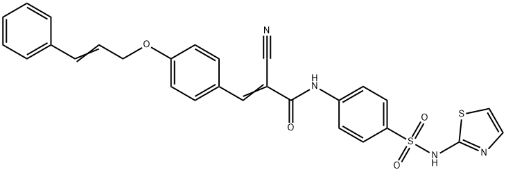 (E)-2-cyano-3-[4-[(E)-3-phenylprop-2-enoxy]phenyl]-N-[4-(1,3-thiazol-2-ylsulfamoyl)phenyl]prop-2-enamide Structure