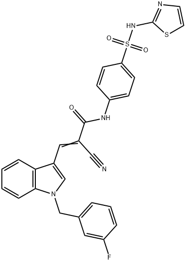 (E)-2-cyano-3-[1-[(3-fluorophenyl)methyl]indol-3-yl]-N-[4-(1,3-thiazol-2-ylsulfamoyl)phenyl]prop-2-enamide Structure