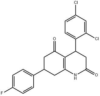 4-(2,4-dichlorophenyl)-7-(4-fluorophenyl)-1,3,4,6,7,8-hexahydroquinoline-2,5-dione 구조식 이미지
