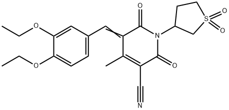 (5Z)-5-[(3,4-diethoxyphenyl)methylidene]-1-(1,1-dioxothiolan-3-yl)-4-methyl-2,6-dioxopyridine-3-carbonitrile Structure