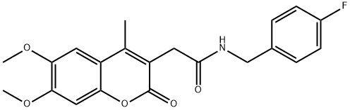 2-(6,7-dimethoxy-4-methyl-2-oxochromen-3-yl)-N-[(4-fluorophenyl)methyl]acetamide 구조식 이미지