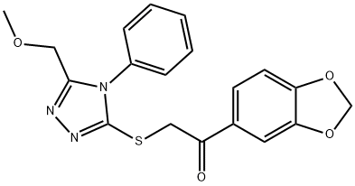 1-(1,3-benzodioxol-5-yl)-2-[[5-(methoxymethyl)-4-phenyl-1,2,4-triazol-3-yl]sulfanyl]ethanone 구조식 이미지
