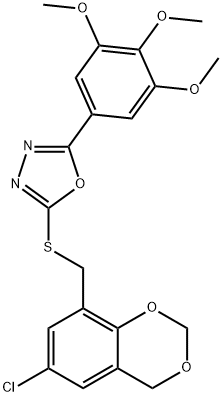 2-[(6-chloro-4H-1,3-benzodioxin-8-yl)methylsulfanyl]-5-(3,4,5-trimethoxyphenyl)-1,3,4-oxadiazole 구조식 이미지