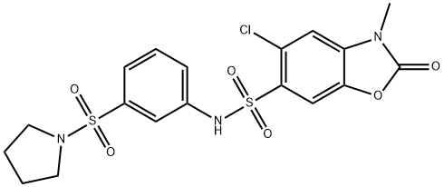 5-chloro-3-methyl-2-oxo-N-(3-pyrrolidin-1-ylsulfonylphenyl)-1,3-benzoxazole-6-sulfonamide Structure