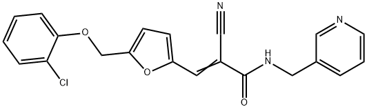 (Z)-3-[5-[(2-chlorophenoxy)methyl]furan-2-yl]-2-cyano-N-(pyridin-3-ylmethyl)prop-2-enamide Structure
