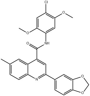 2-(1,3-benzodioxol-5-yl)-N-(4-chloro-2,5-dimethoxyphenyl)-6-methylquinoline-4-carboxamide 구조식 이미지