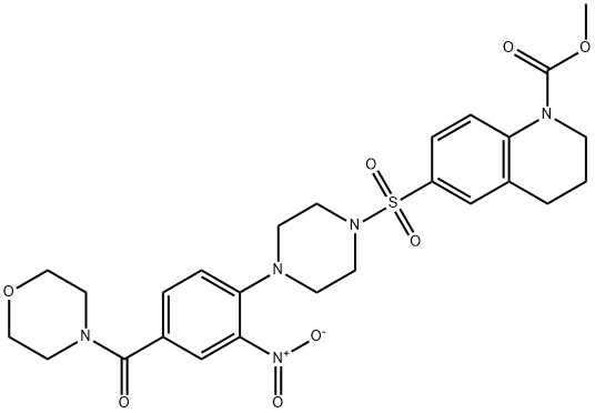 methyl 6-[4-[4-(morpholine-4-carbonyl)-2-nitrophenyl]piperazin-1-yl]sulfonyl-3,4-dihydro-2H-quinoline-1-carboxylate 구조식 이미지