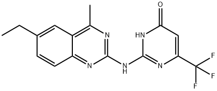 2-[(6-ethyl-4-methylquinazolin-2-yl)amino]-6-(trifluoromethyl)-1H-pyrimidin-4-one Structure