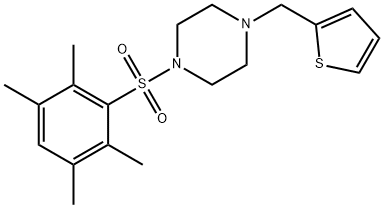 1-(2,3,5,6-tetramethylphenyl)sulfonyl-4-(thiophen-2-ylmethyl)piperazine 구조식 이미지