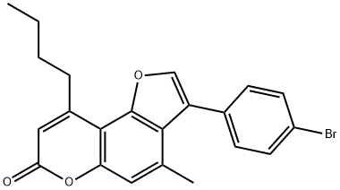 3-(4-bromophenyl)-9-butyl-4-methylfuro[2,3-f]chromen-7-one 구조식 이미지