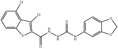 1-(1,3-benzodioxol-5-yl)-3-[(3,4-dichloro-1-benzothiophene-2-carbonyl)amino]thiourea 구조식 이미지