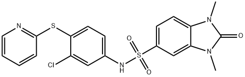 N-(3-chloro-4-pyridin-2-ylsulfanylphenyl)-1,3-dimethyl-2-oxobenzimidazole-5-sulfonamide 구조식 이미지